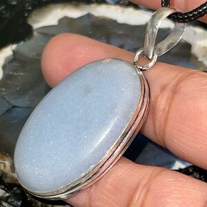 Blue Anhydrite Angelite Pendant 2”